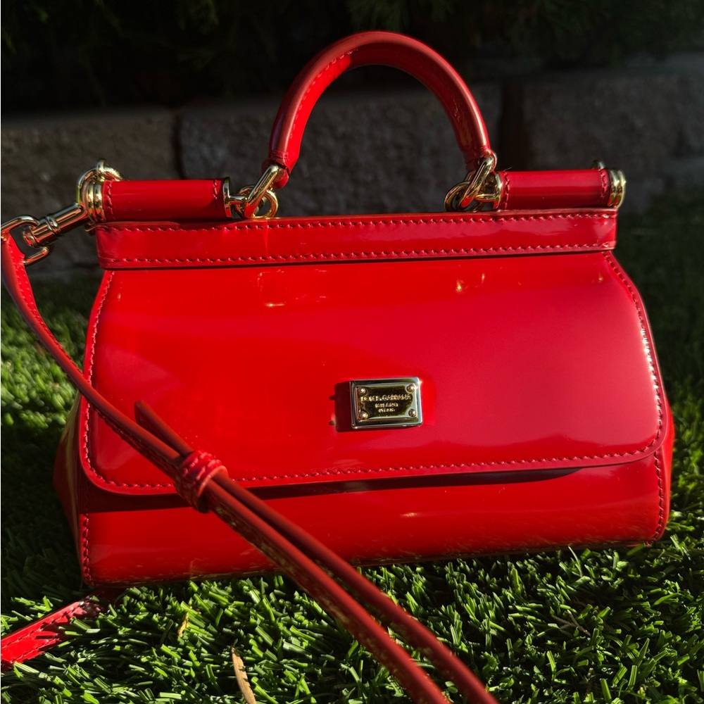 Dolce Gabbana Sicily Mini Patent Leather Crossbody Bag In Red